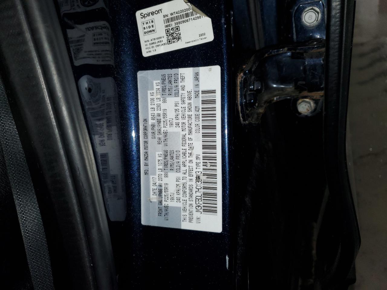 2017 Mazda Cx-5 Grand Touring VIN: JM3KFBDL7H0139813 Lot: 90390605