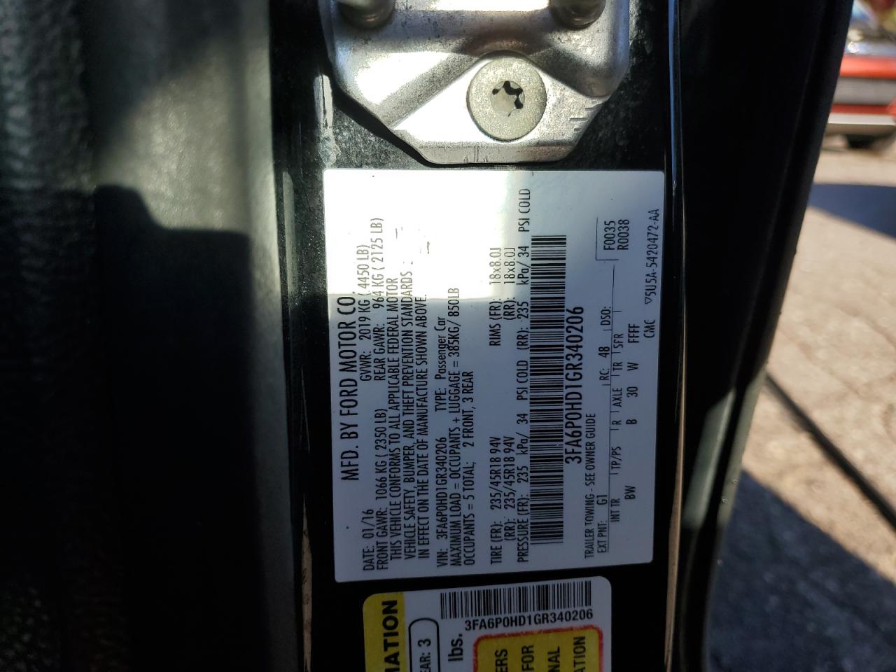 2016 Ford Fusion Se VIN: 3FA6P0HD1GR340206 Lot: 85675315