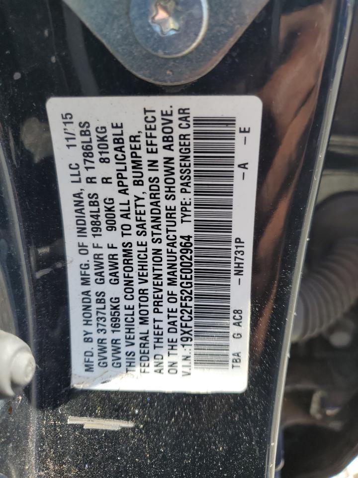 2016 Honda Civic Lx VIN: 19XFC2F52GE002964 Lot: 81913365