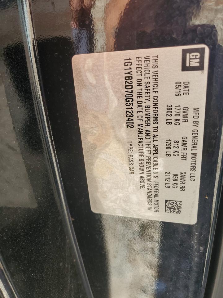 2016 Chevrolet Corvette Stingray 1Lt VIN: 1G1YB2D70G5123402 Lot: 82498525