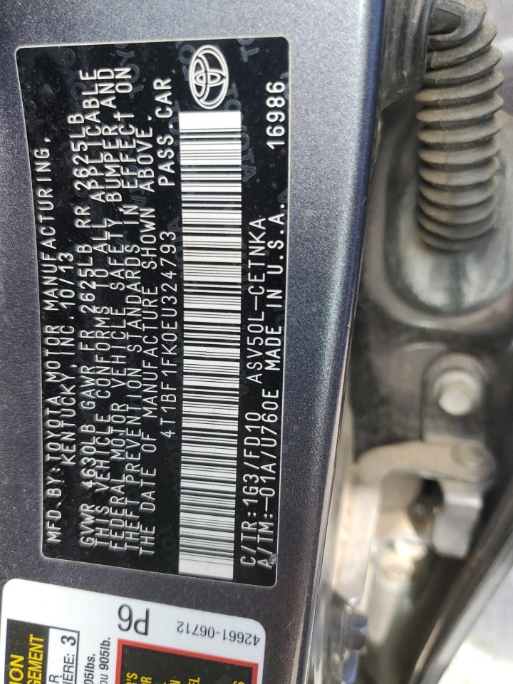 2014 Toyota Camry L VIN: 4T1BF1FK0EU324793 Lot: 84600395