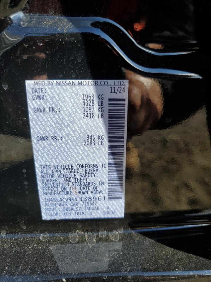 2025 Nissan Altima Sr VIN: 1N4BL4CV9SN338961 Lot: 86246495