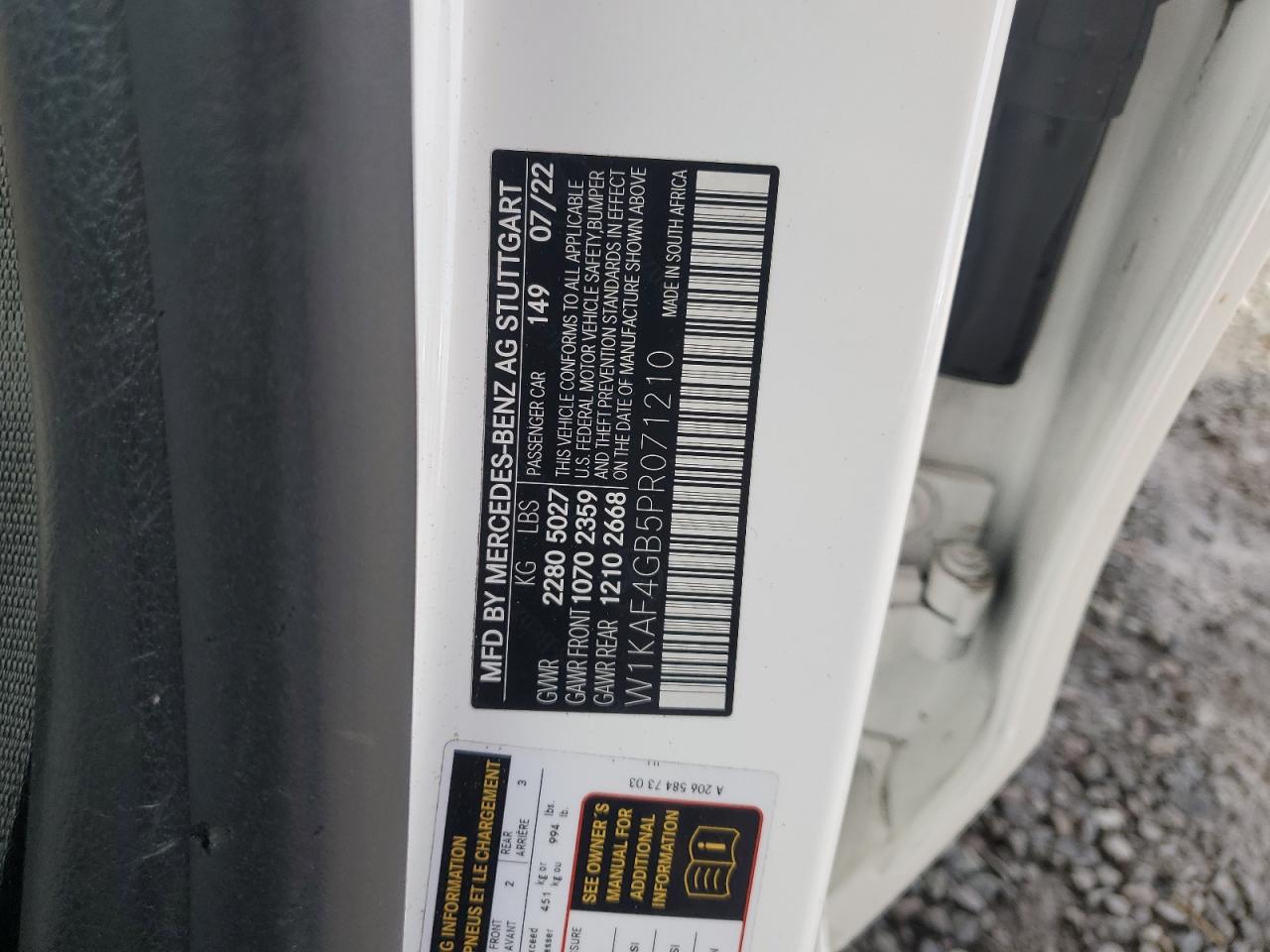 2023 Mercedes-Benz C 300 VIN: W1KAF4GB5PR071210 Lot: 86604145