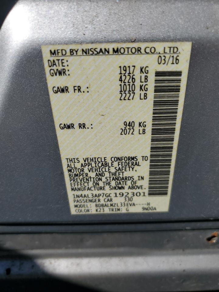 2016 Nissan Altima 2.5 VIN: 1N4AL3AP7GC192301 Lot: 82122725
