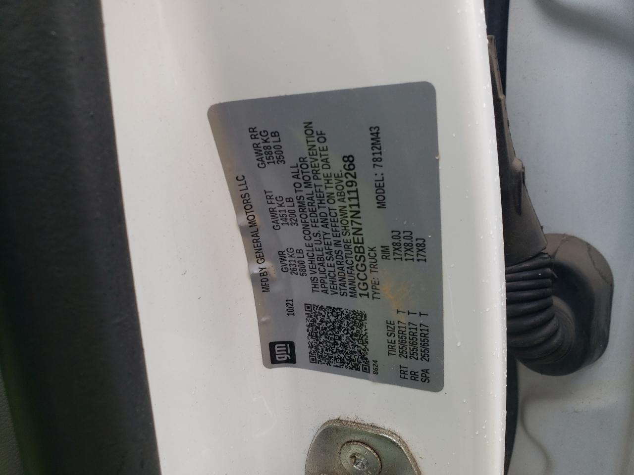 2022 Chevrolet Colorado VIN: 1GCGSBEN7N1119268 Lot: 85846585