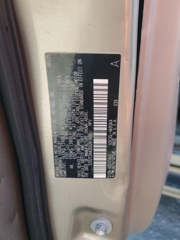 2005 Toyota Sequoia Sr5 VIN: 5TDZT34A35S261890 Lot: 91080545