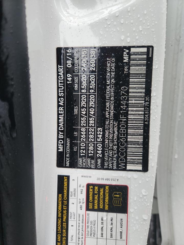 2017 Mercedes-Benz Glc 43 4Matic Amg VIN: WDC0G6EB0HF144370 Lot: 87217505