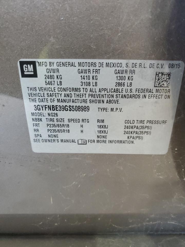 2016 Cadillac Srx Luxury Collection VIN: 3GYFNBE39GS508989 Lot: 86070695