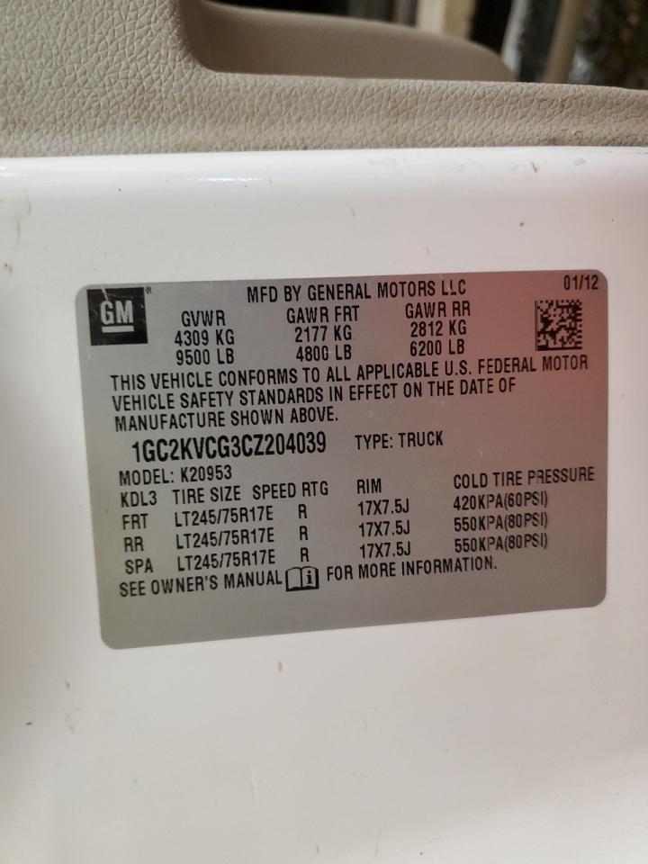 2012 Chevrolet Silverado K2500 Heavy Duty VIN: 1GC2KVCG3CZ204039 Lot: 85557425