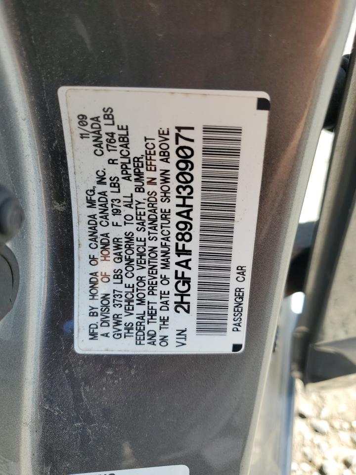 2010 Honda Civic Ex VIN: 2HGFA1F89AH309071 Lot: 85341785