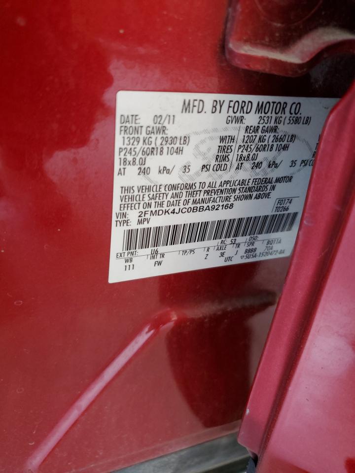 2011 Ford Edge Sel VIN: 2FMDK4JC0BBA92168 Lot: 81994425