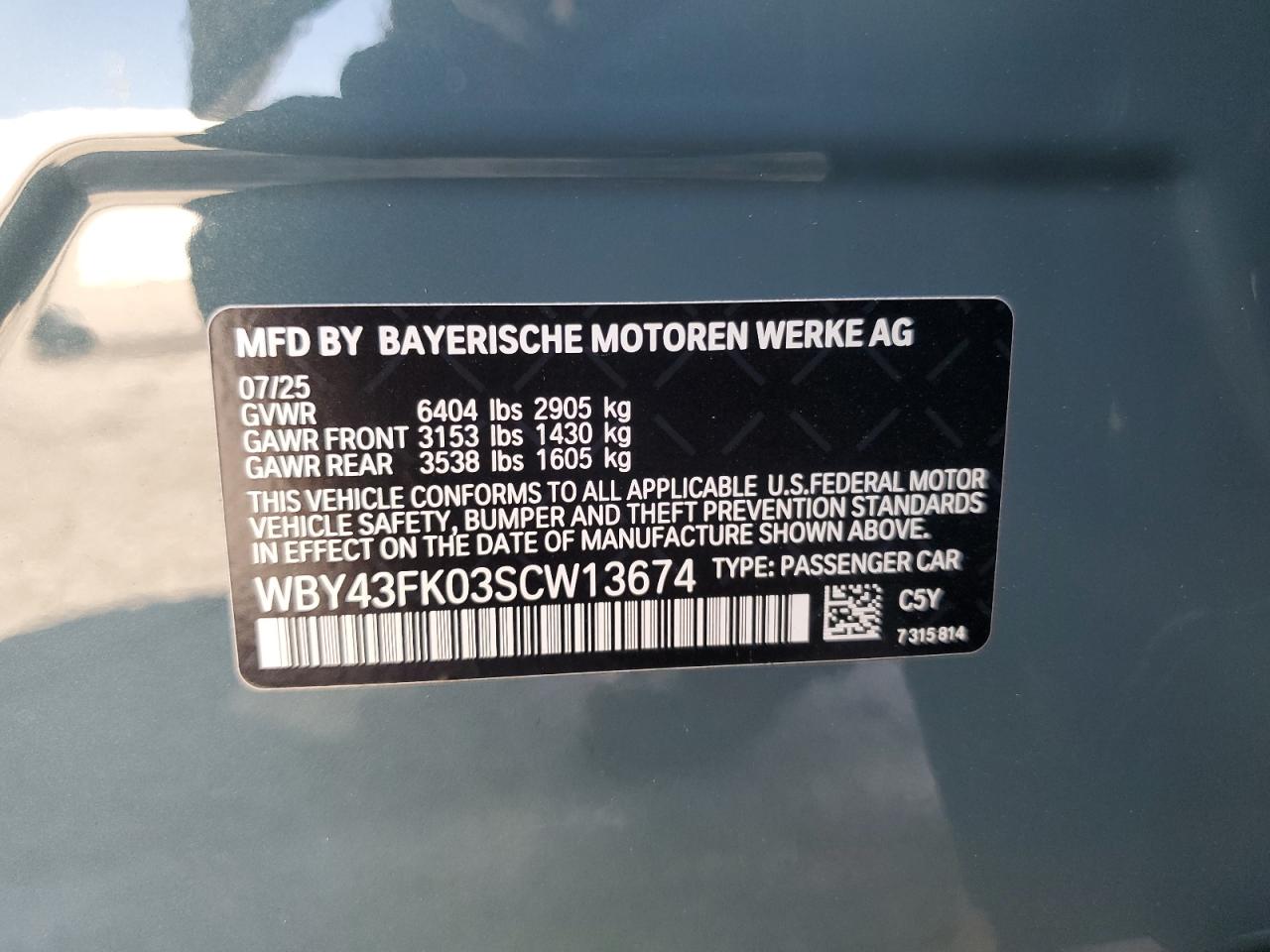 2025 BMW I5 M60 VIN: WBY43FK03SCW13674 Lot: 82576765