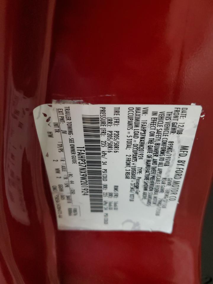 2009 Ford Focus Sel VIN: 1FAHP37NX9W201924 Lot: 85817725