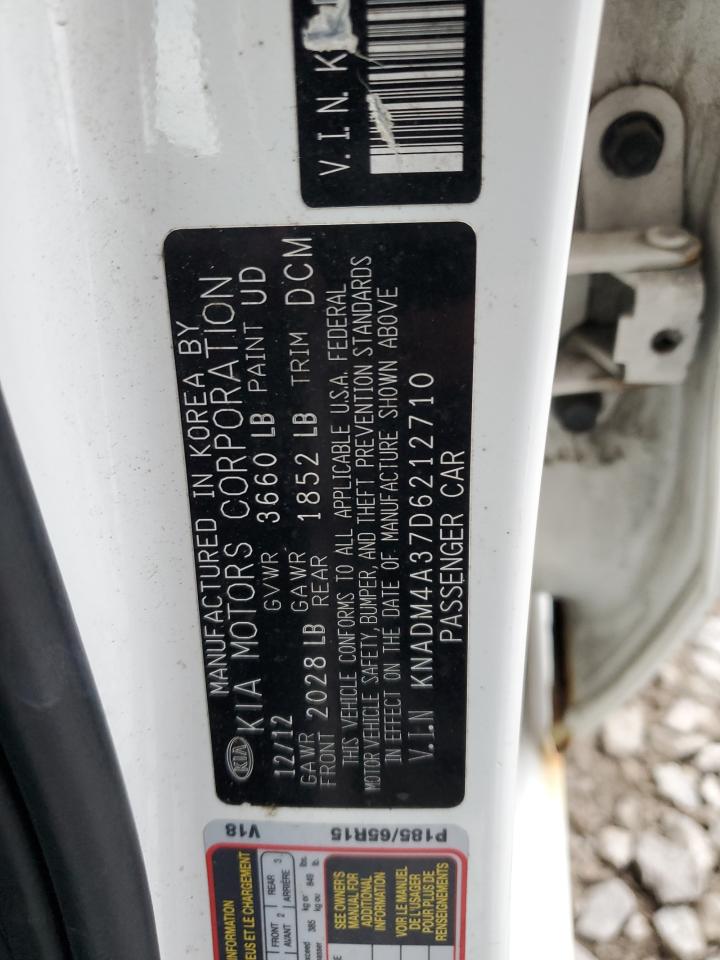 2013 Kia Rio Lx VIN: KNADM4A37D6212710 Lot: 82617835