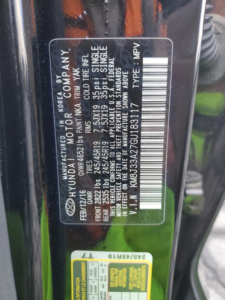 2016 Hyundai Tucson Limited VIN: KM8J33A27GU183117 Lot: 81871985