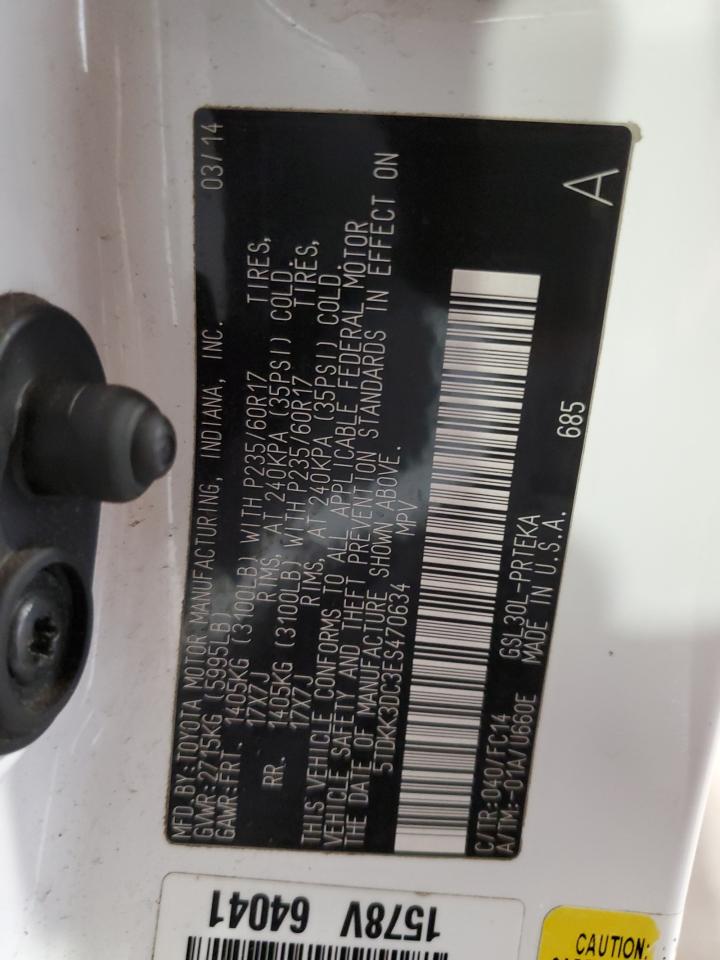 2014 Toyota Sienna Le VIN: 5TDKK3DC3ES470634 Lot: 84888785