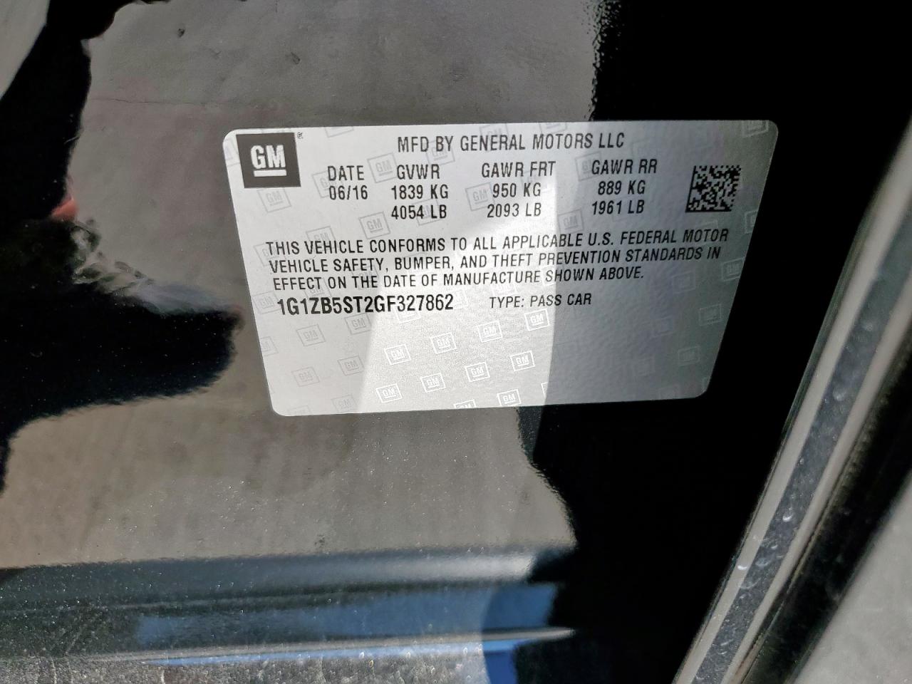 2016 Chevrolet Malibu Ls VIN: 1G1ZB5ST2GF327862 Lot: 86161675