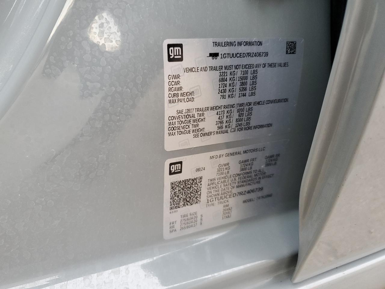 2024 GMC Sierra K1500 Elevation VIN: 1GTUUCED7RZ406739 Lot: 82767405