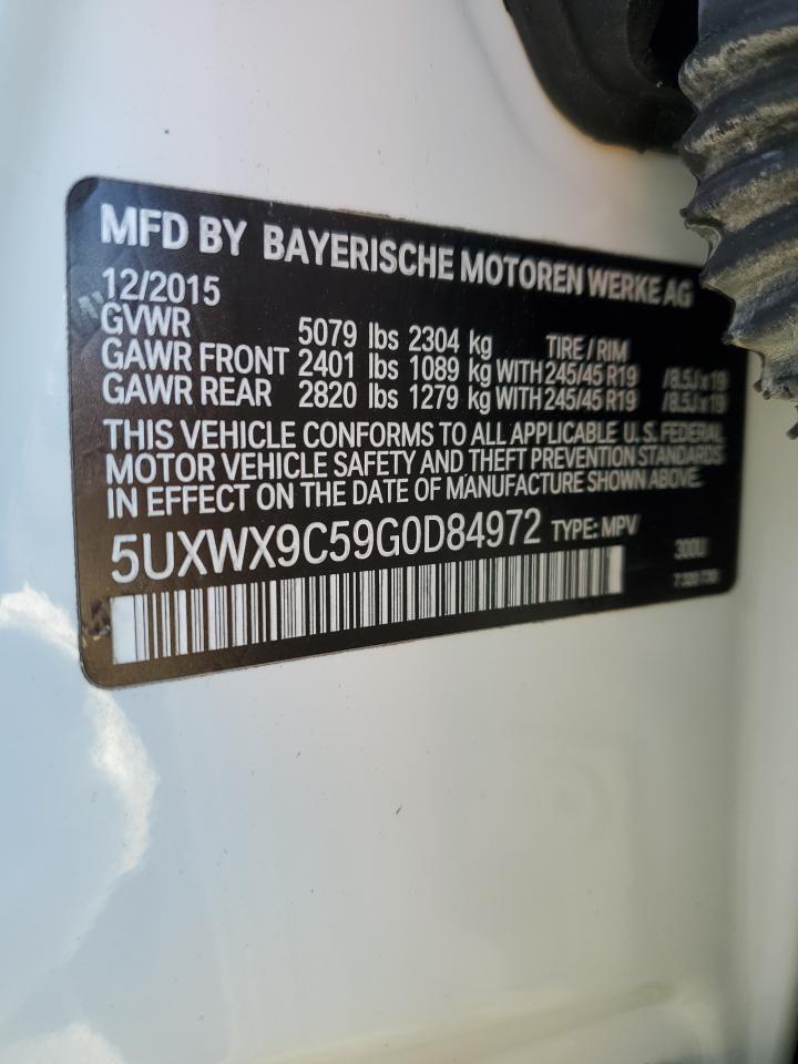 2016 BMW X3 xDrive28I VIN: 5UXWX9C59G0D84972 Lot: 85932245