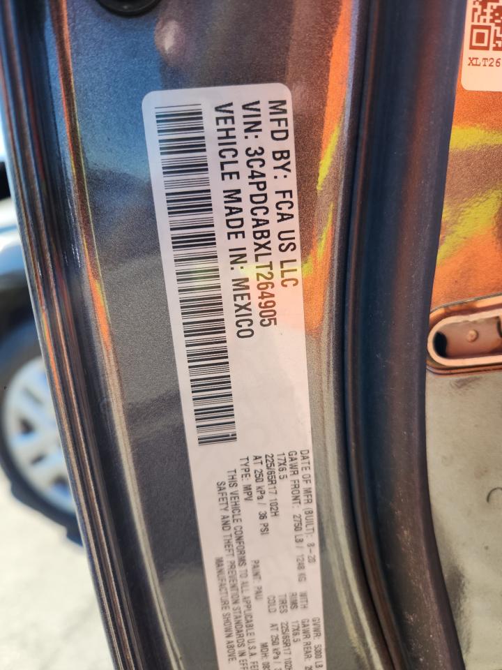 2020 Dodge Journey Se VIN: 3C4PDCABXLT264905 Lot: 90814765