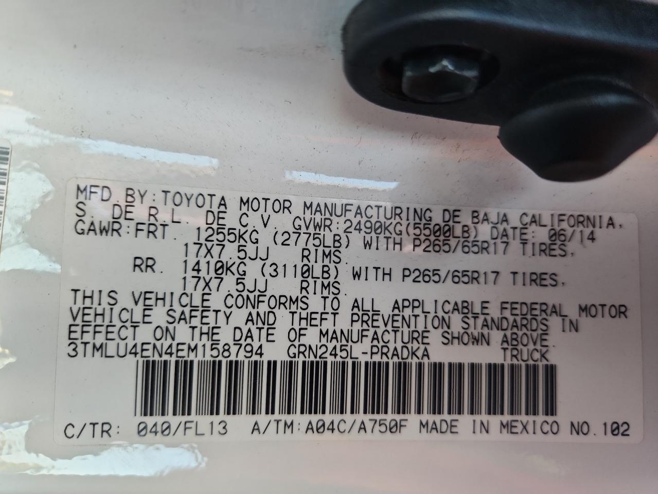 2014 Toyota Tacoma Double Cab VIN: 3TMLU4EN4EM158794 Lot: 84960685