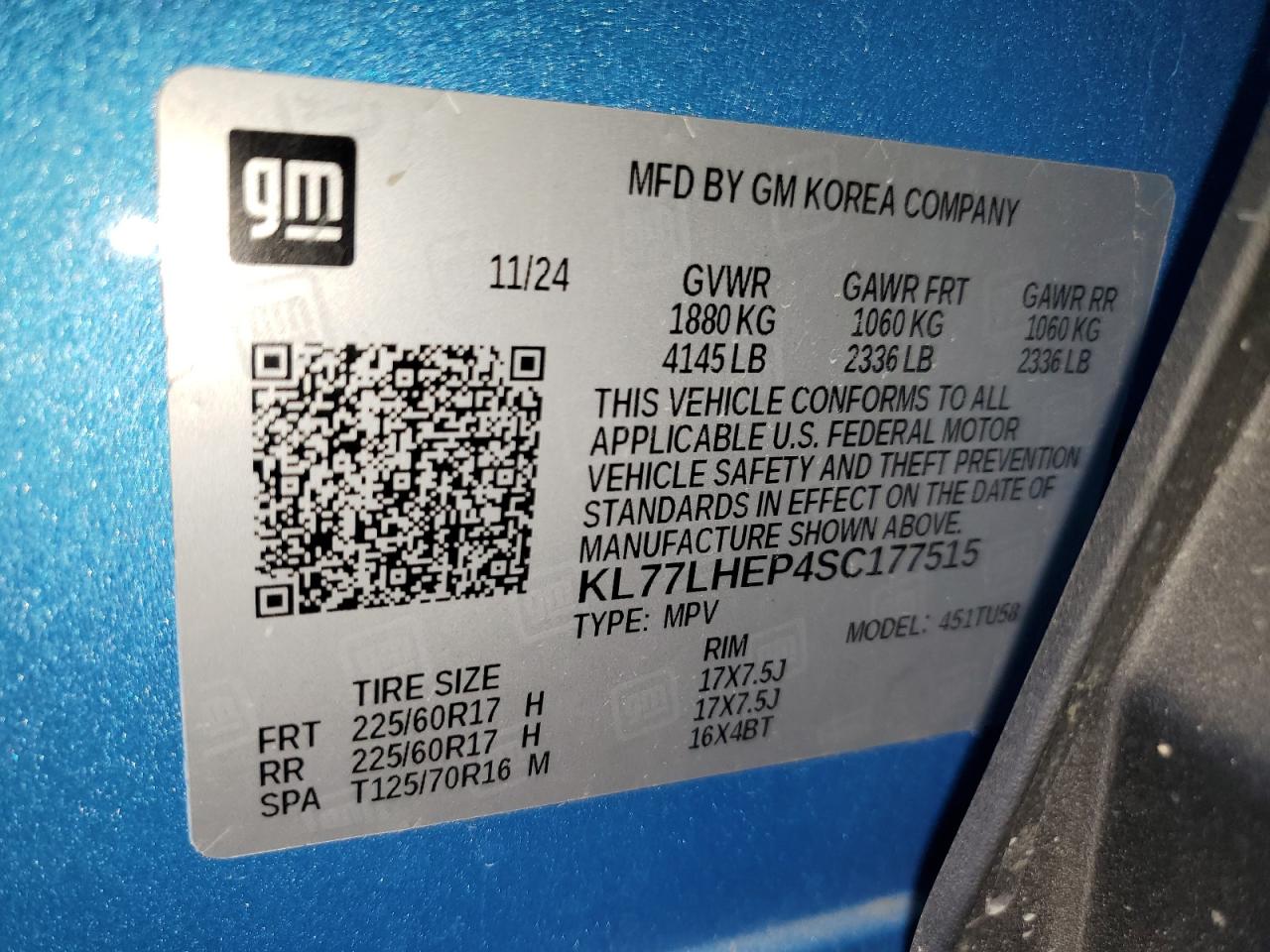 2025 Chevrolet Trax 1Lt VIN: KL77LHEP4SC177515 Lot: 85662245