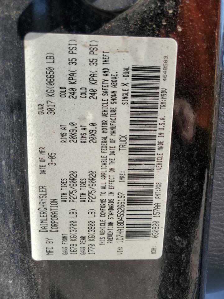 2005 Dodge Ram 1500 St VIN: 1D7HA18D45S266197 Lot: 81935195