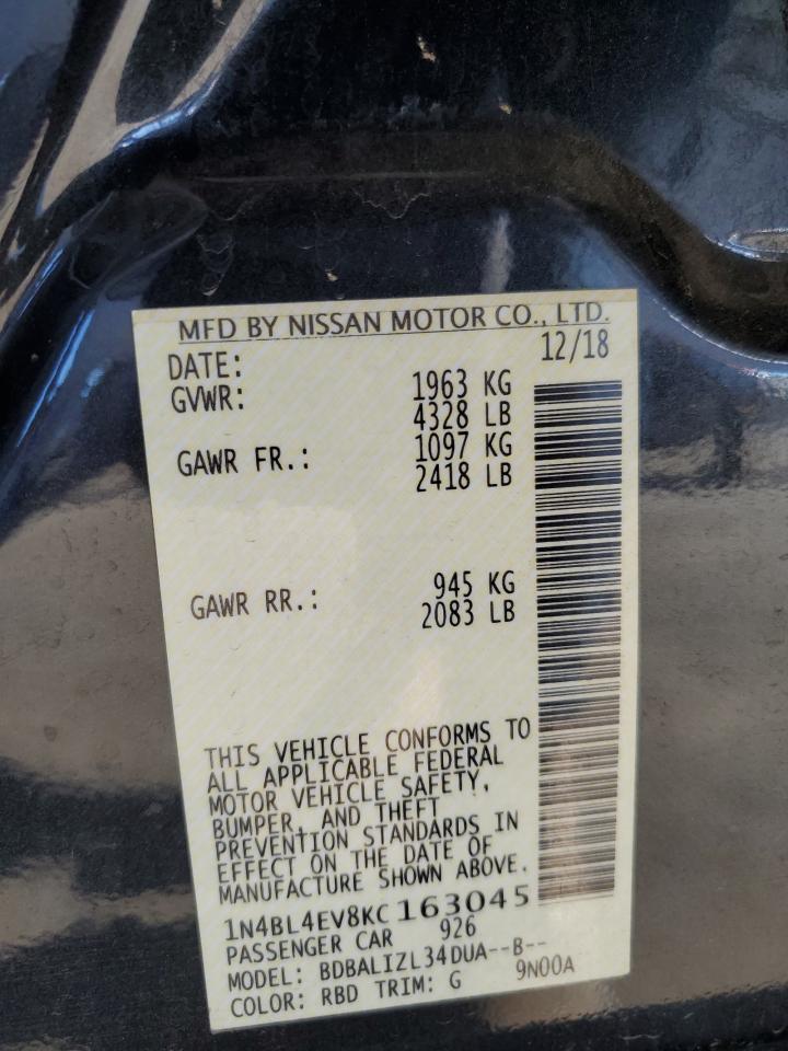 2019 Nissan Uk VIN: 1N4BL4EV8KC163045 Lot: 82406515