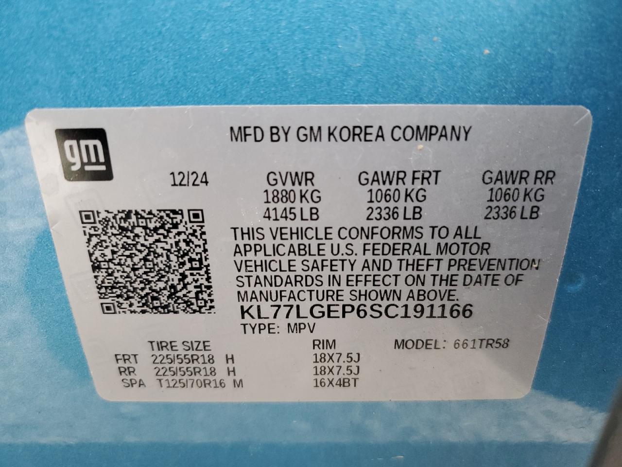 2025 Chevrolet Trax 1Rs VIN: KL77LGEP6SC191166 Lot: 90965905