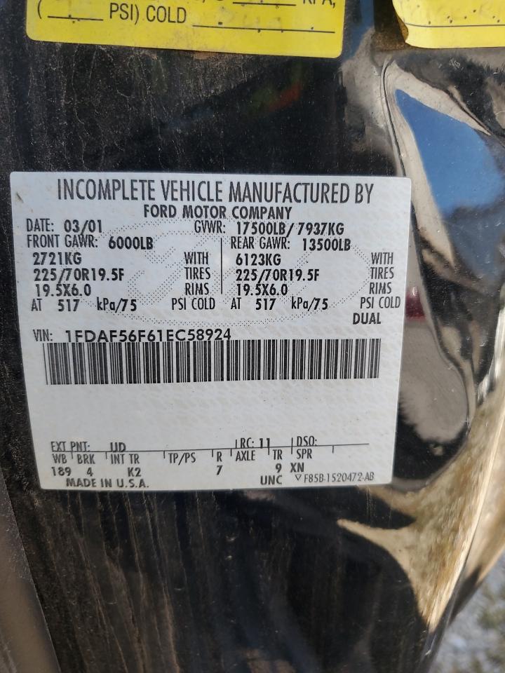 2001 Ford F550 Super Duty VIN: 1FDAF56F61EC58924 Lot: 85175945