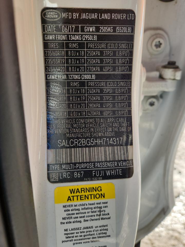 2017 Land Rover Discovery Sport Hse VIN: SALCR2BG5HH714317 Lot: 90102205