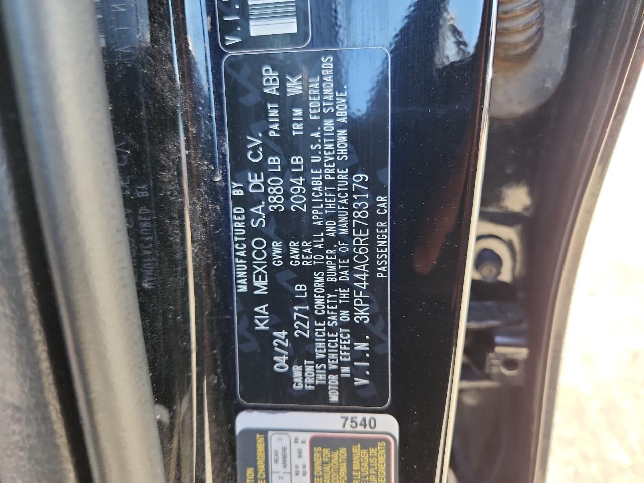 2024 Kia Forte Gt VIN: 3KPF44AC6RE783179 Lot: 82276705