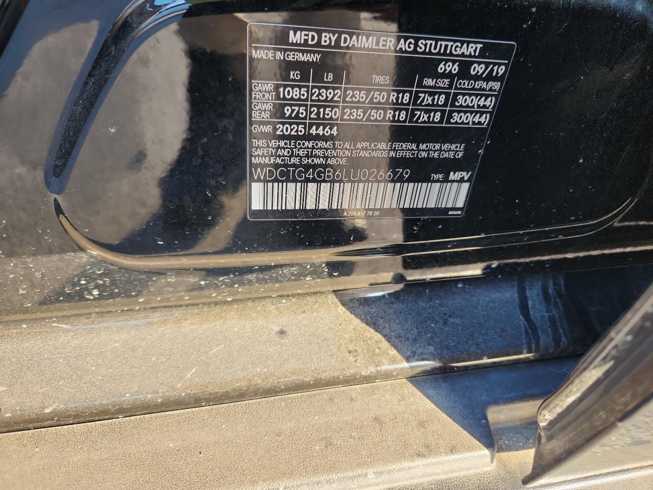 2020 Mercedes-Benz Gla 250 4Matic VIN: WDCTG4GB6LU026679 Lot: 85484435