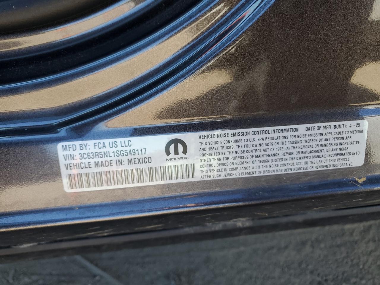 2025 Ram 2500 Laramie VIN: 3C63R5NL1SG549117 Lot: 86866095