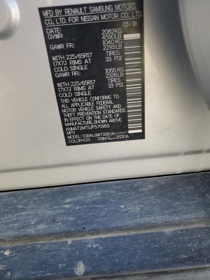 2018 Nissan Rogue S VIN: KNMAT2MT5JP570953 Lot: 82274295