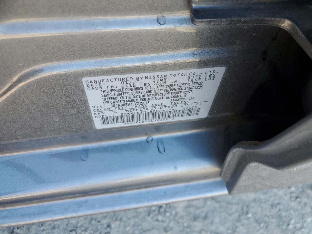 2020 Nissan Sentra S VIN: 3N1AB8BV7LY212073 Lot: 85563415