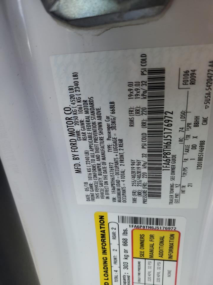 2018 Ford Mustang VIN: 1FA6P8TH6J5176972 Lot: 82636695