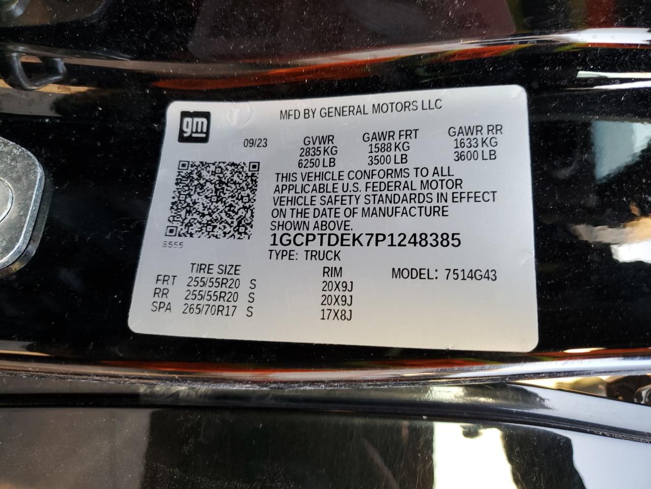 2023 Chevrolet Colorado Z71 VIN: 1GCPTDEK7P1248385 Lot: 86278305