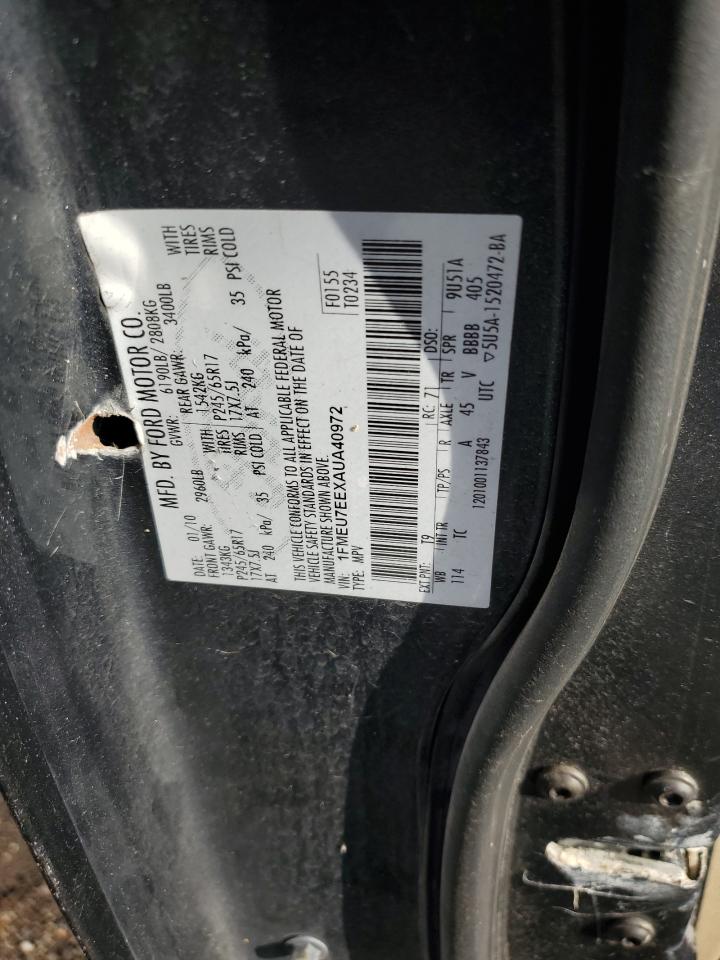 2010 Ford Explorer Eddie Bauer VIN: 1FMEU7EEXAUA40972 Lot: 85780945