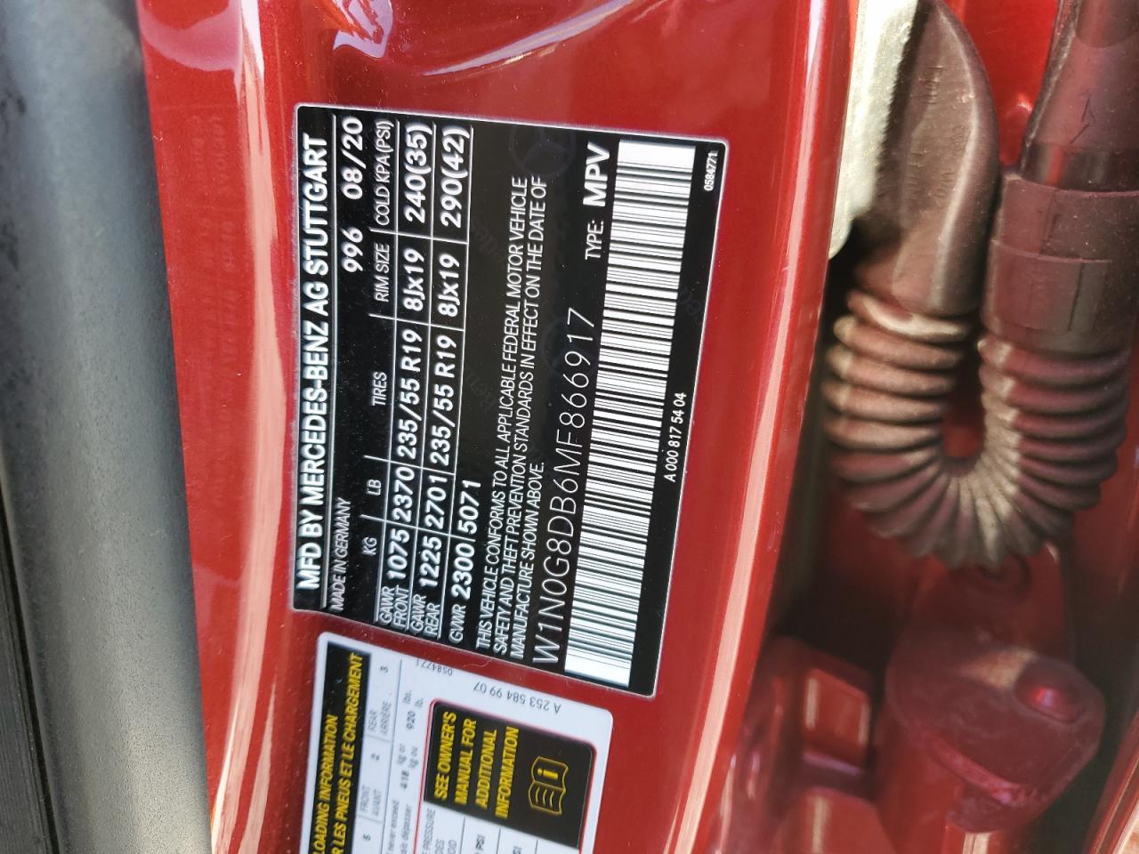 2021 Mercedes-Benz Glc 300 VIN: W1N0G8DB6MF866917 Lot: 90519675