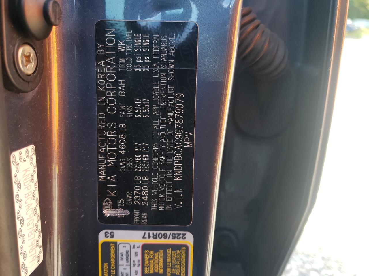 2016 Kia Sportage Lx VIN: KNDPBCAC9G7879079 Lot: 82281825