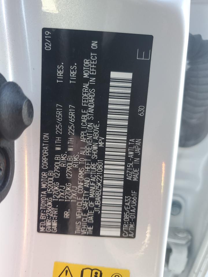 2019 Lexus Nx 300 Base VIN: JTJBARBZ5K2210801 Lot: 86620085