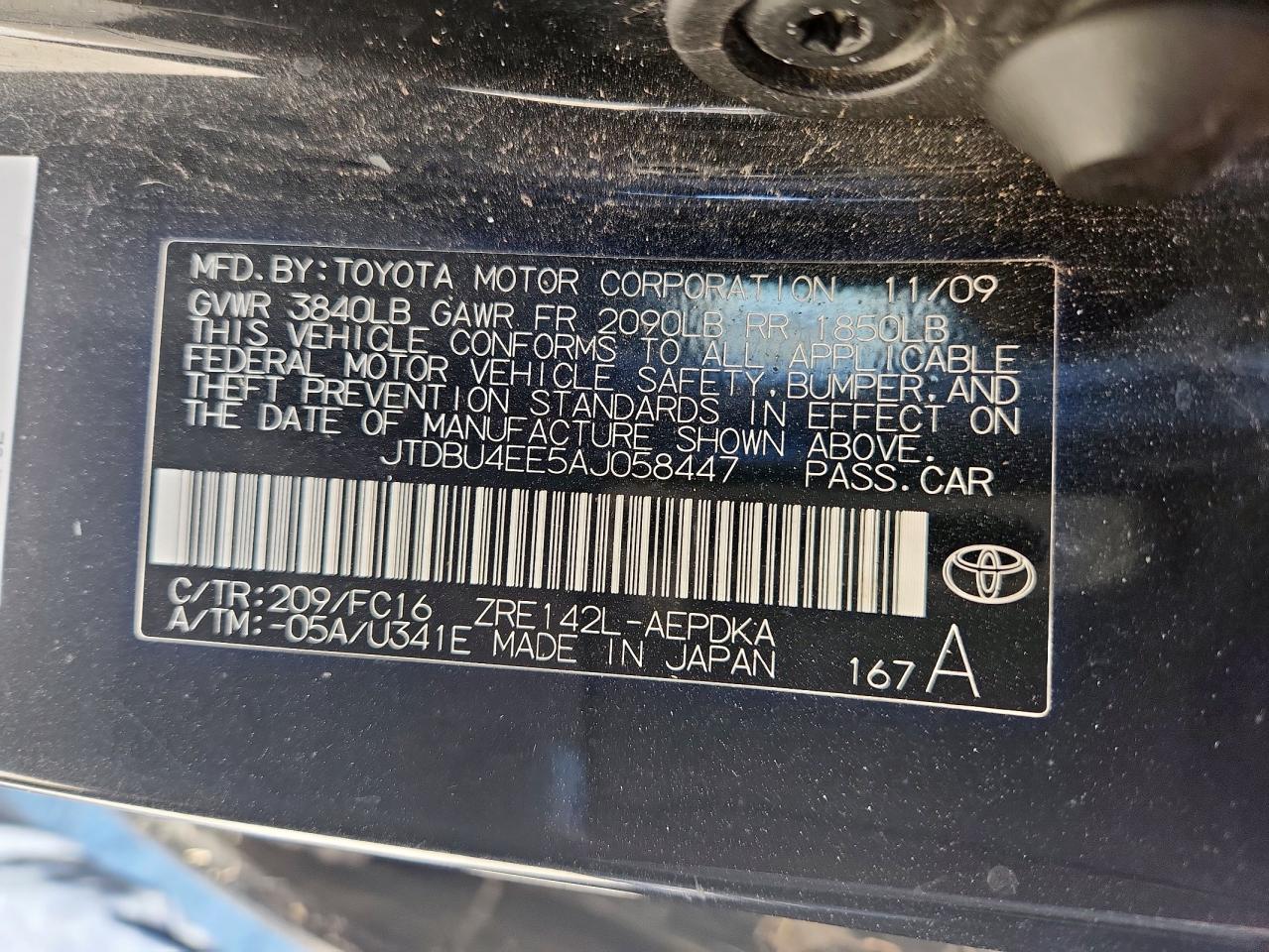 2010 Toyota Corolla Base VIN: JTDBU4EE5AJ058447 Lot: 82483805