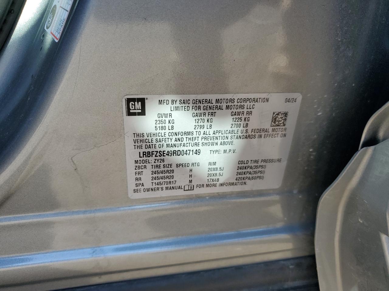 2024 Buick Envision Avenir VIN: LRBFZSE49RD047149 Lot: 82616065