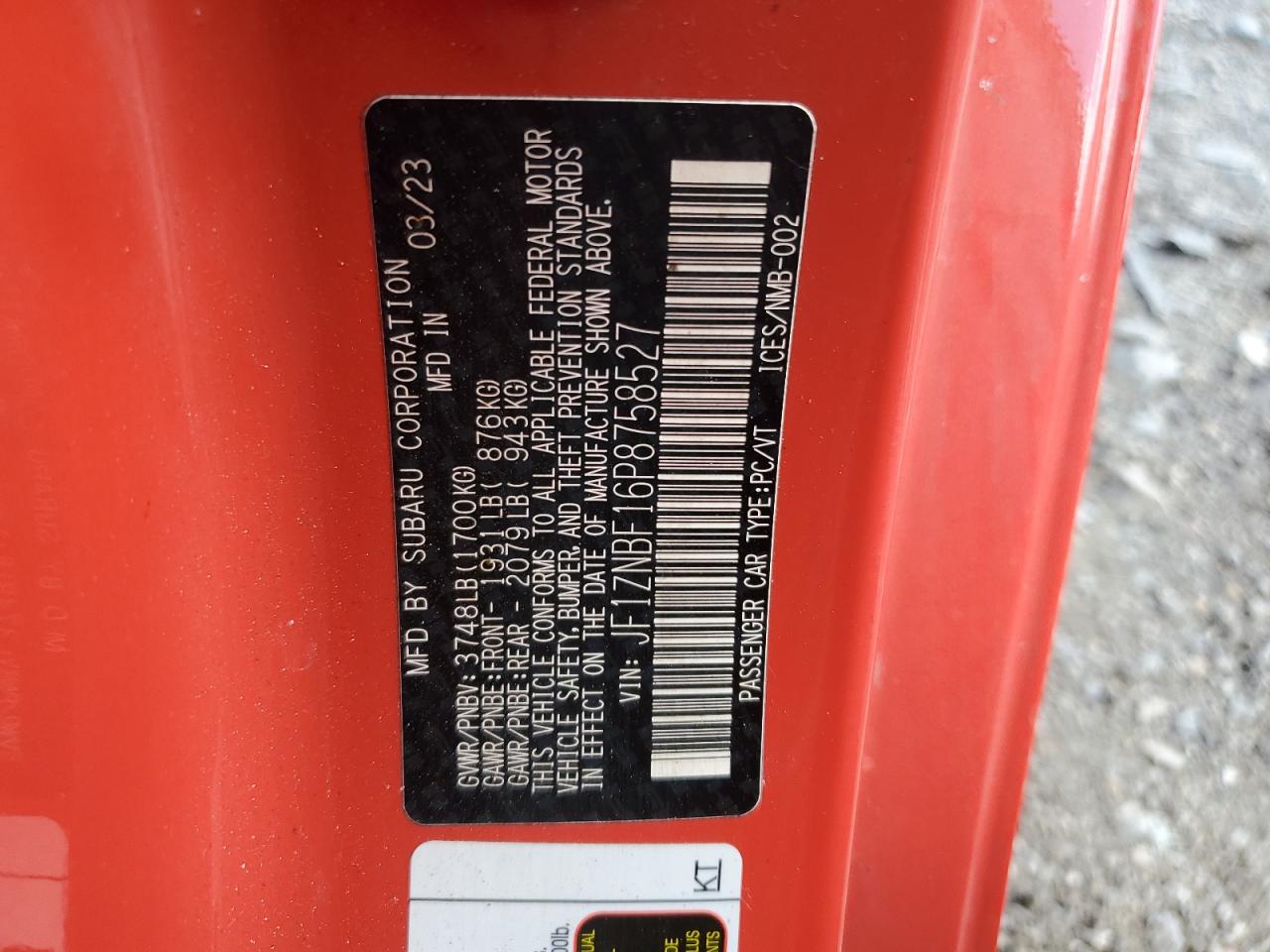 2023 Toyota Gr 86 Premium VIN: JF1ZNBF16P8758527 Lot: 86847125