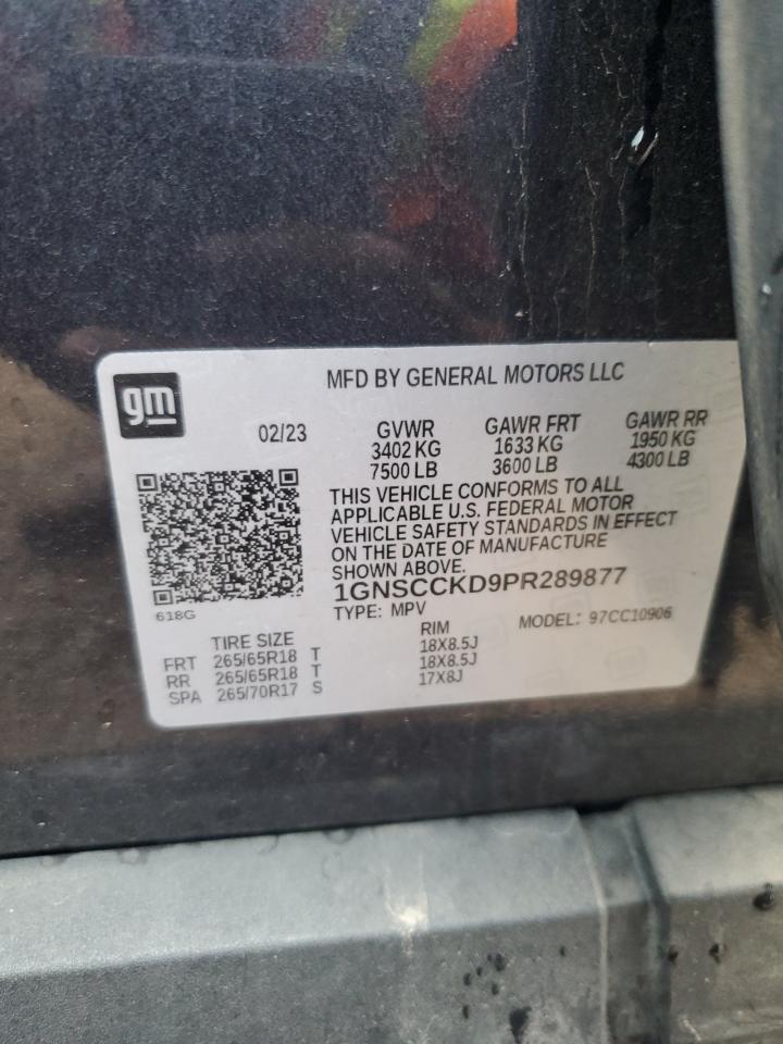 2023 Chevrolet Suburban C1500 Lt VIN: 1GNSCCKD9PR289877 Lot: 89849575