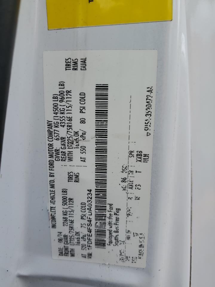 2015 Ford Econoline E450 Super Duty Cutaway Van VIN: 1FDFE4FS4FDA03234 Lot: 91171985