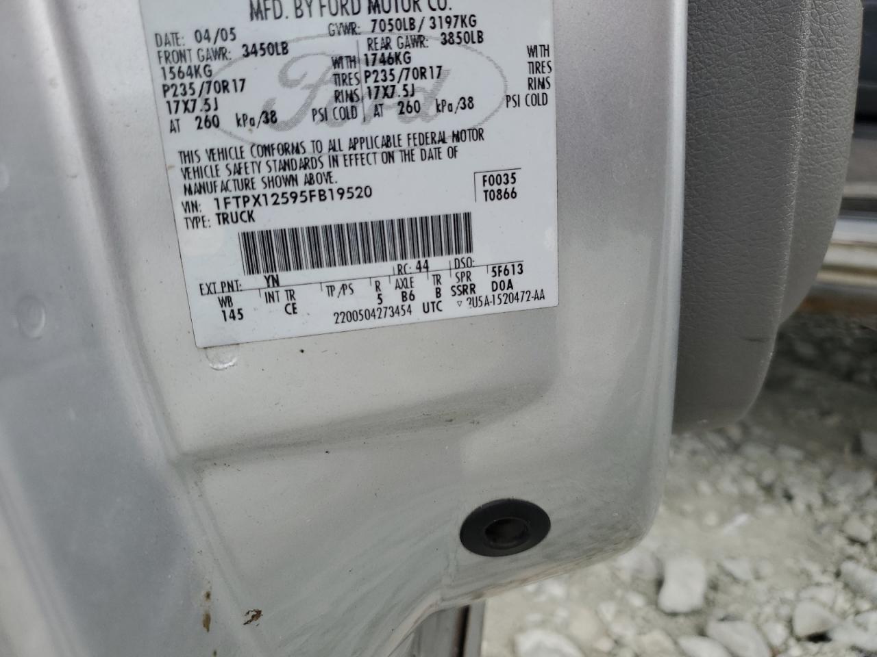 2005 Ford F150 VIN: 1FTPX12595FB19520 Lot: 82513665