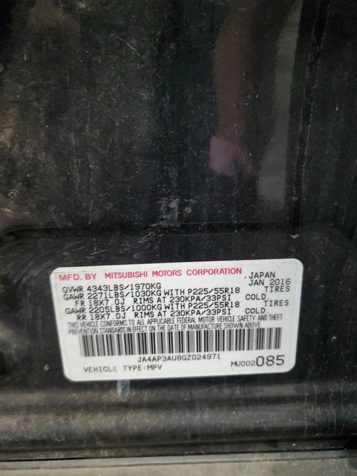 2016 Mitsubishi Outlander Sport Es VIN: JA4AP3AU8GZ024971 Lot: 89626865