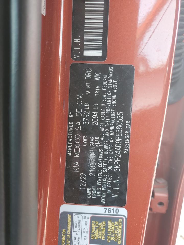 2023 Kia Forte Lx VIN: 3KPF24AD9PE580525 Lot: 84209345